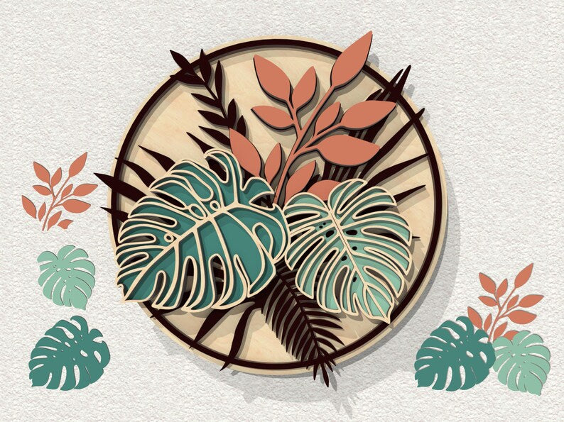 Tropical Monstera Leaves SVG