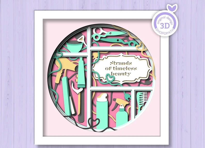 Beauty Tools Circle Frame SVG