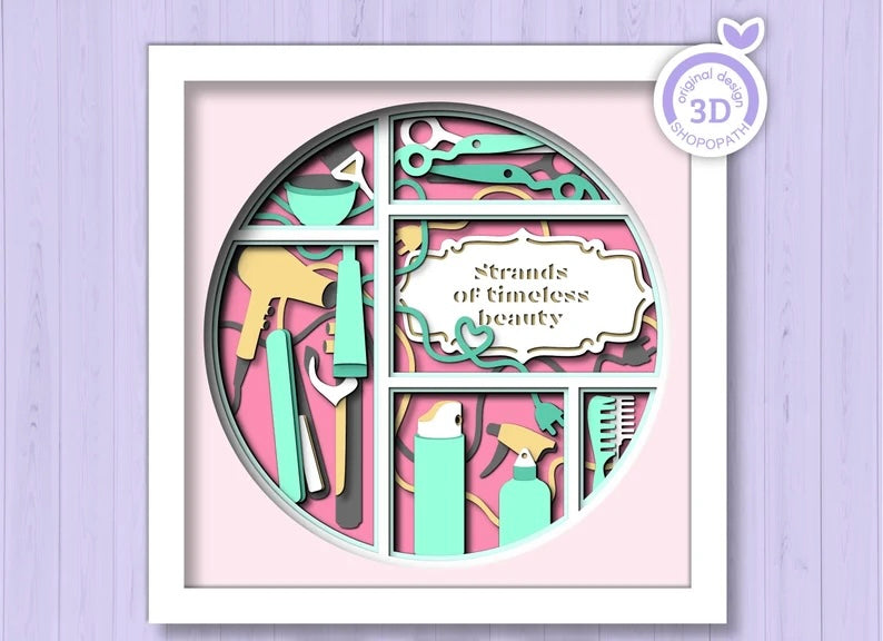 Beauty Tools Circle Frame SVG