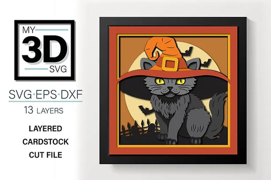 Cat In Witch Hat SVG