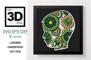Gears in Head - Boy SVG