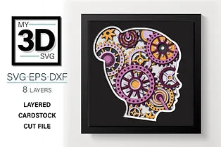 Gears in Head - Girl SVG