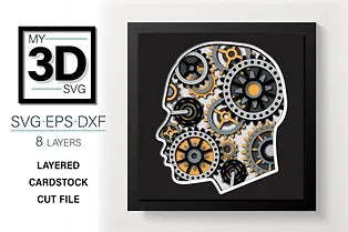 Gears in Head - Man SVG