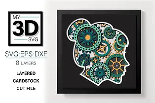 Gears in Head - Woman SVG