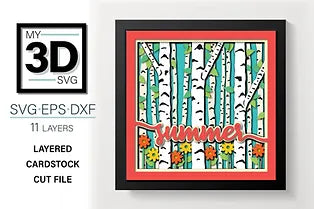 Summer Birch Tree Forest SVG